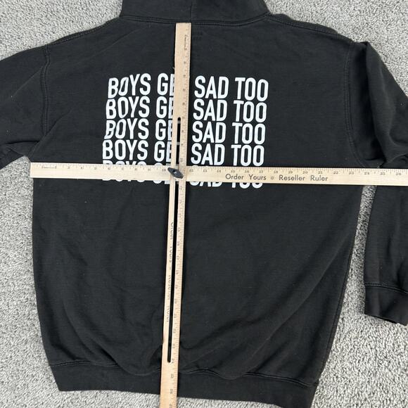 Boys Get Sad Too Hoodie Sweatshirt Mens XL Black Pullover Graphic Streetwear - Picture 6 of 15